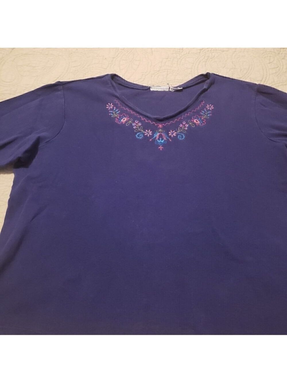 White Stag Embroidered VNeck T-Shirt